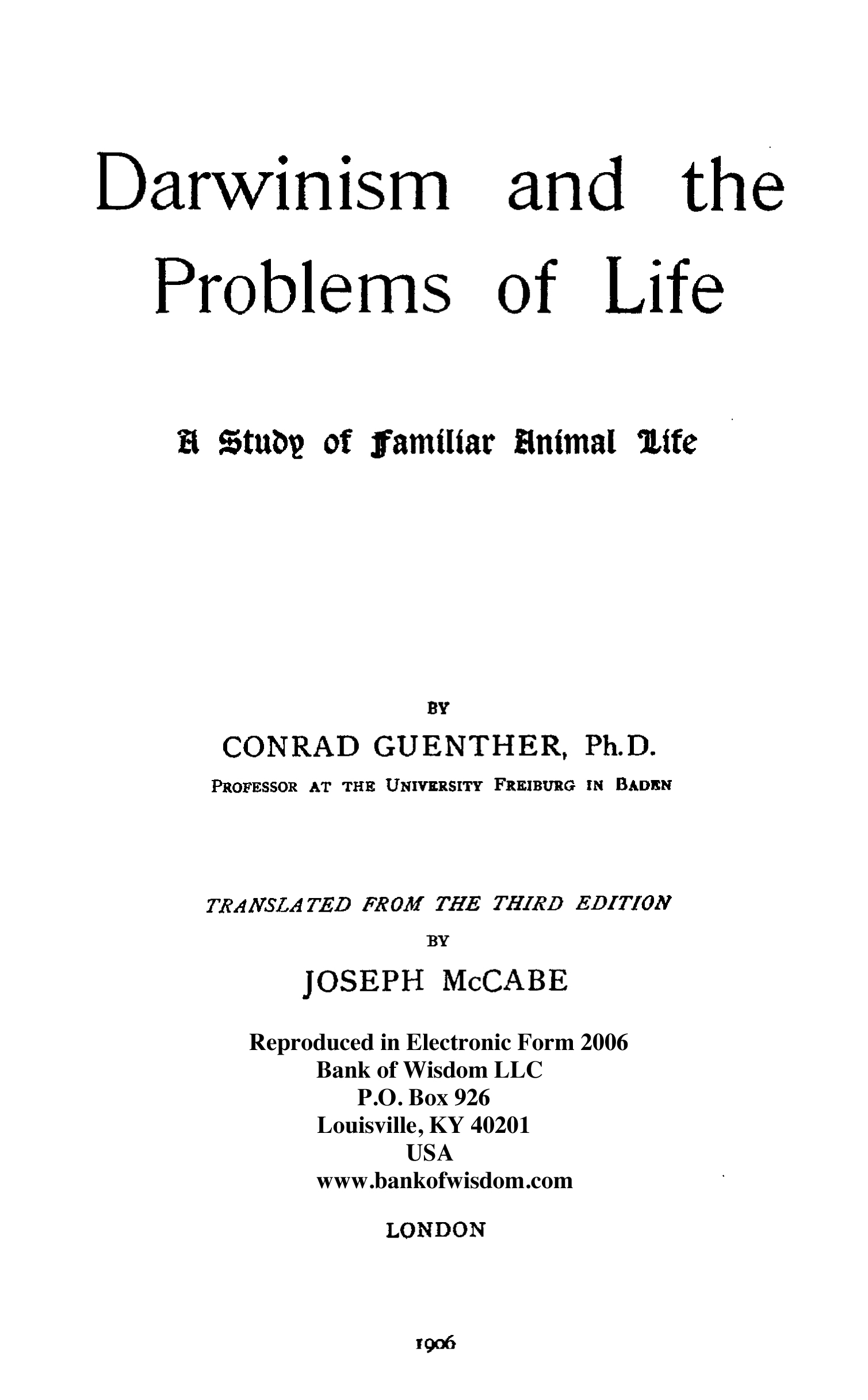 (image for) Darwinism and the Problems of Life